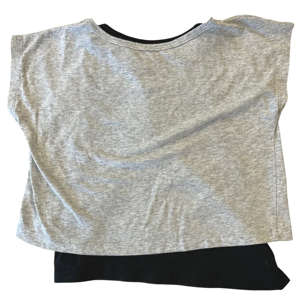 BIOWORLD Kids Girls Medium Gray Black Dance Star Layered‎ T Shirt Top
